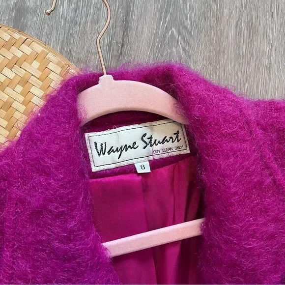 Vintage 1980’s Wayne Stuart pink mohair wool double breasted blazer jacket 8